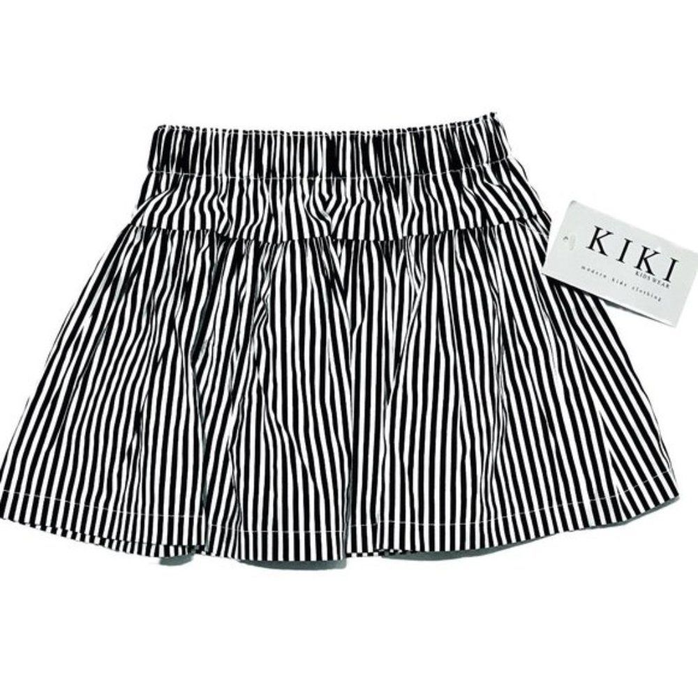 KIKI B&W Vertical Striped Swing Skirt